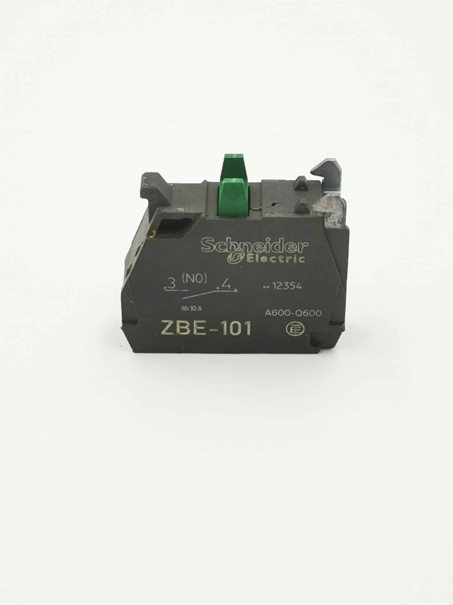 SINGLE CONTACT BLOCK, SILVER ALLOY, SCREW CLAMP TERMINAL, 1 NO Brand SCHNEIDER - ZBE101 (front view)